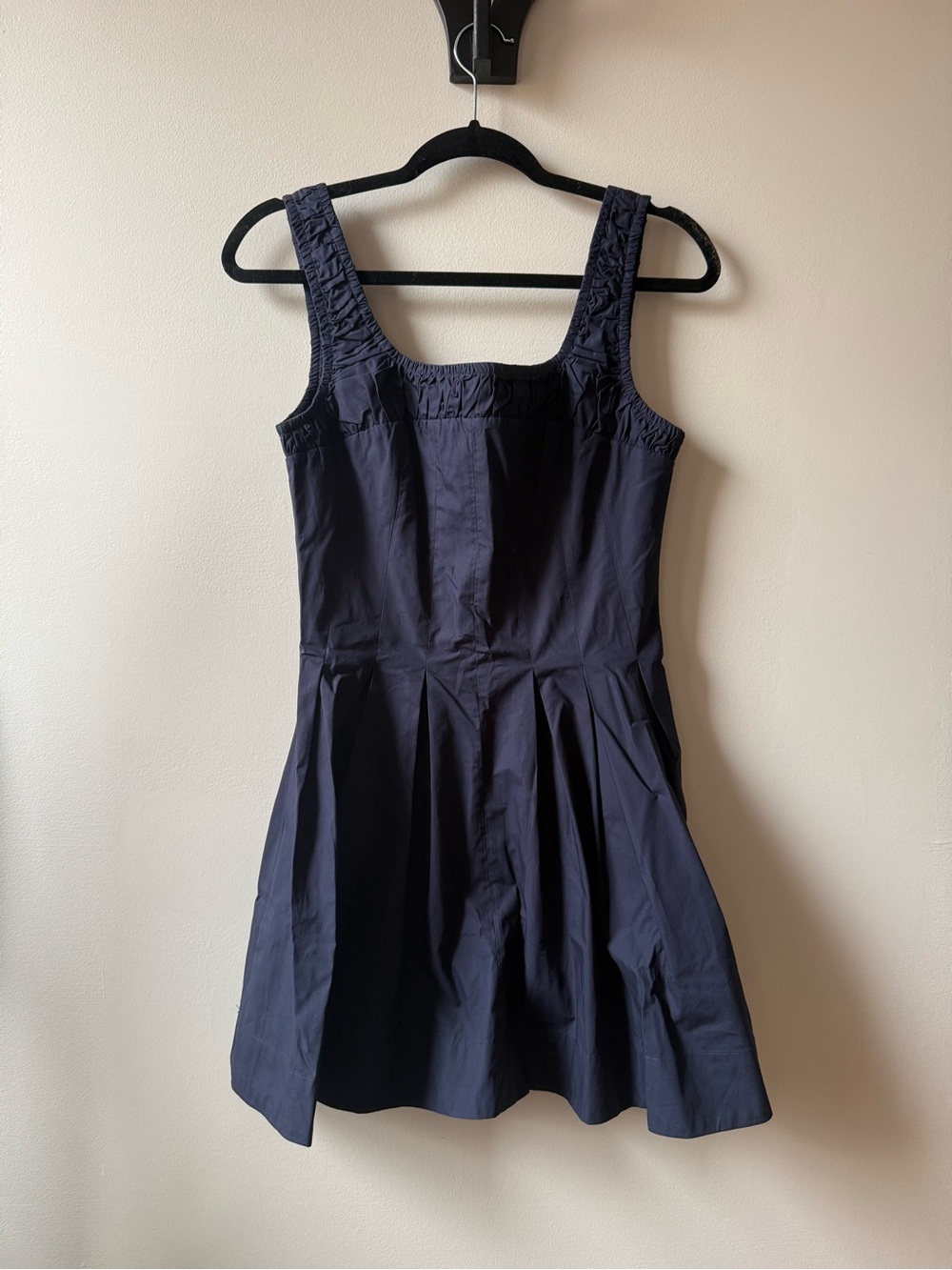 Sleeveless Navy Square-Neck Mini Dress